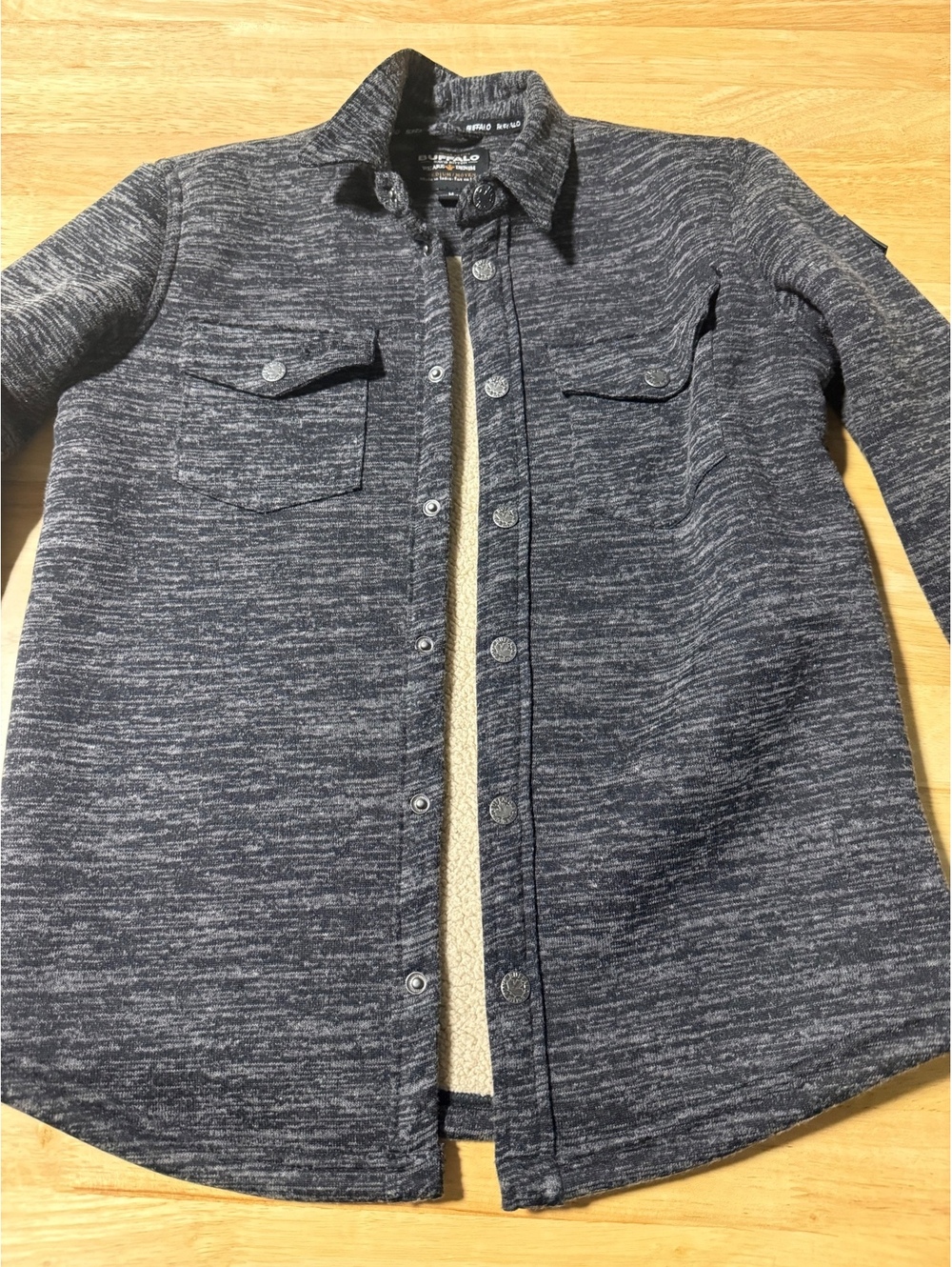 Buffalo David Bitton Youth M 10–12 Gray Sherpa Lined Shirt Jacket
